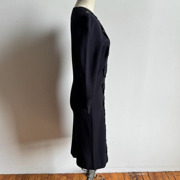 Vintage AKRIS for Bergdorf Goodman Silk Knit Knee Length Ribbon Dress - Picture 3 of 12